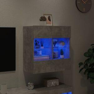 vidaXL Väggmonterad tv-bänk LED betonggrå 58,5x30x60,5 cm - Bild 4