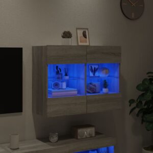 vidaXL Väggmonterad tv-bänk LED grå sonoma 78,5x30x60,5 cm - Bild 4