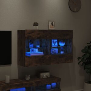 vidaXL Väggmonterad tv-bänk LED rökfärgad ek 98,5x30x60,5 cm - Bild 4