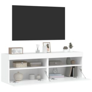 vidaXL Väggmonterad tv-bänk LED 2 st vit 60x30x40 cm - Bild 7