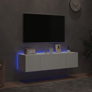 vidaXL Väggmonterad tv-bänk LED 2 st vit 60x35x31 cm - Bild 3