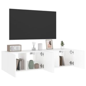 vidaXL Väggmonterad tv-bänk LED 2 st vit 60x35x31 cm - Bild 6