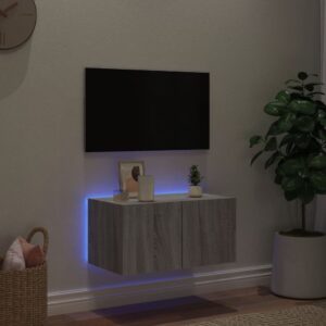 vidaXL Väggmonterad tv-bänk LED grå sonoma 60x35x31 cm - Bild 3