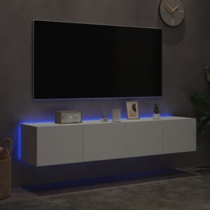 vidaXL Väggmonterad tv-bänk LED 2 st vit 80x35x31 cm - Bild 3