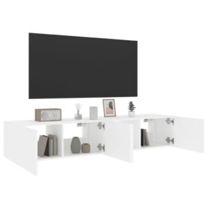 vidaXL Väggmonterad tv-bänk LED 2 st vit 80x35x31 cm - Bild 6