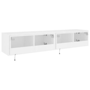 vidaXL Väggmonterad tv-bänk LED 2 st vit 80x35x31 cm - Bild 11