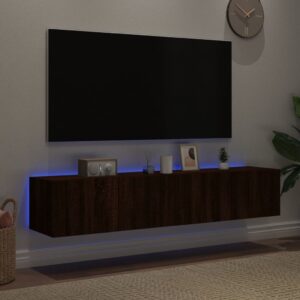 vidaXL Väggmonterad tv-bänk LED 2 st brun ek 80x35x31 cm - Bild 3