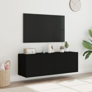 vidaXL Väggmonterad tv-bänk LED 2 st svart 60x35x41 cm - Bild 5