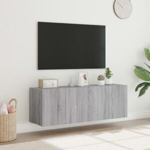 vidaXL Väggmonterad tv-bänk LED 2 st grå sonoma 60x35x41 cm - Bild 5