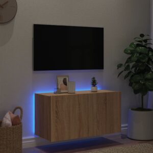 vidaXL Väggmonterad tv-bänk LED sonoma-ek 80x35x41 cm - Bild 4