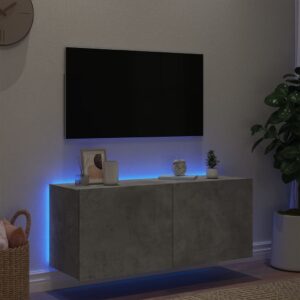 vidaXL Väggmonterad tv-bänk LED betonggrå 100x35x41 cm - Bild 4