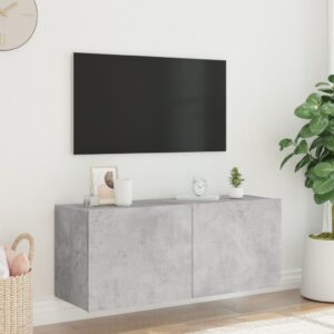 vidaXL Väggmonterad tv-bänk LED betonggrå 100x35x41 cm - Bild 5