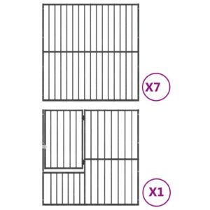 vidaXL Hundhage 8 paneler svart galvaniserat stål - Bild 8