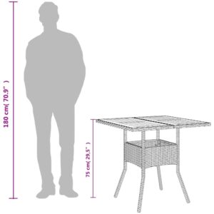 vidaXL Trädgårdsbord med akaciaträ svart 80x80x75 cm konstrotting - Bild 10