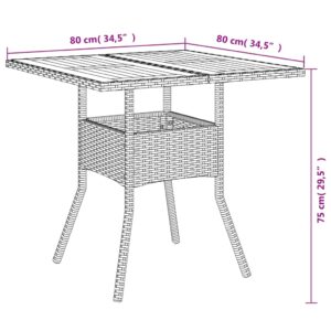 vidaXL Trädgårdsbord med akaciaträ svart 80x80x75 cm konstrotting - Bild 11