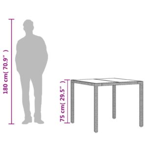 vidaXL Trädgårdsbord med glasskiva svart 90x90x75 cm konstrotting - Bild 10