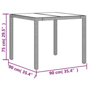 vidaXL Trädgårdsbord med glasskiva svart 90x90x75 cm konstrotting - Bild 11