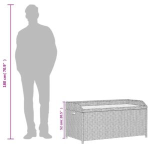 vidaXL Förvaringsbänk grå 100x50x52 cm konstrotting massivt akaciaträ - Bild 10