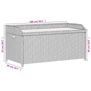 vidaXL Förvaringsbänk grå 100x50x52 cm konstrotting massivt akaciaträ - Bild 11