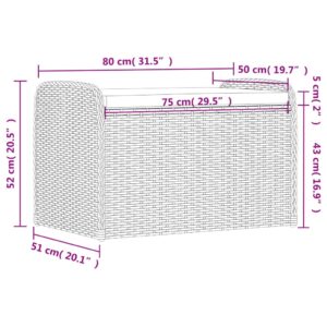 vidaXL Förvaringsbänk med dyna svart 80x51x52 cm konstrotting - Bild 11