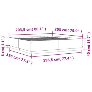 vidaXL Sängram grå sonoma 200x200 cm konstruerad trä - Bild 9
