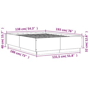 vidaXL Sängram betonggrå 135x190 cm konstruerat trä - Bild 9