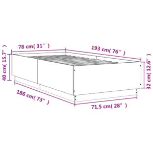 vidaXL Sängram betonggrå 75x190 cm konstruerad trä - Bild 9