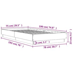 vidaXL Sängram sonoma-ek 75x190 cm konstruerad trä - Bild 9