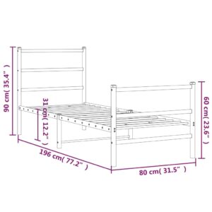 vidaXL Sängram med huvudgavel och fotgavel vit metall 75x190 cm - Bild 10