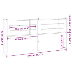 vidaXL Huvudgavel metall svart 200 cm - Bild 6