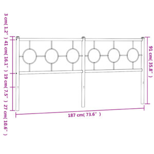 vidaXL Huvudgavel metall svart 180 cm - Bild 7