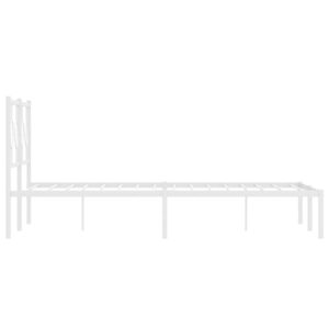 vidaXL Sängram med huvudgavel metall vit 135x190 cm - Bild 6