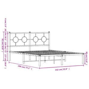 vidaXL Sängram med huvudgavel metall vit 135x190 cm - Bild 10