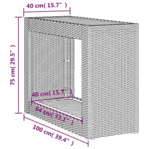 vidaXL Trädgårdsbord med träskiva svart 100x40x75 cm konstrotting - Bild 11