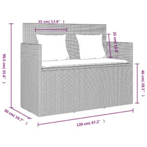 vidaXL Trädgårdsbänk med kuddar ljusgrå konstrotting - Bild 12