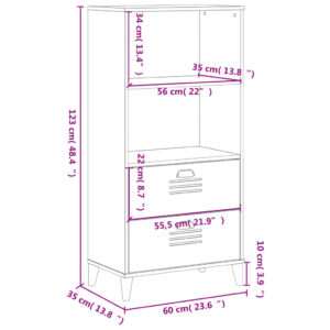 vidaXL Bokhylla VIKEN antracitgrå 60x35x123 cm massiv furu - Bild 10