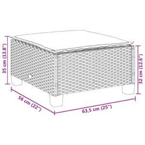 vidaXL Trädgårdspall med dyna grå 63,5x56x32 cm konstrotting - Bild 8