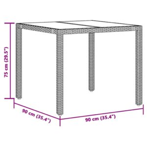 vidaXL Trädgårdsbord med glasskiva svart 90x90x75 cm konstrotting - Bild 11