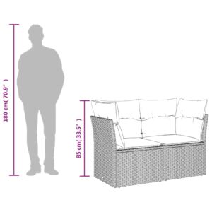 vidaXL Trädgårdssoffa 2-sits med dynor konstrotting svart - Bild 10