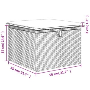 vidaXL Trädgårdspall med dyna svart 55x55x37 cm konstrotting - Bild 11