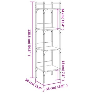 vidaXL Bokhylla 4 hyllplan sonoma-ek 35x30x138,5 cm konstruerat trä - Bild 10