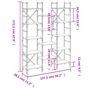 vidaXL Bokhylla svart 127,5x28,5x172,5 cm konstruerat trä - Bild 10