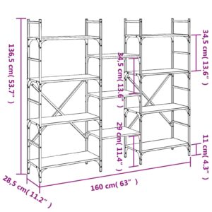 vidaXL Bokhylla brun ek 160x28,5x136,5 cm konstruerat trä - Bild 10