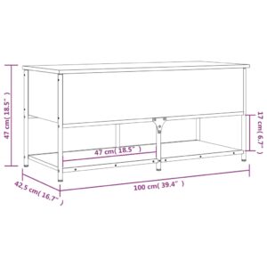 vidaXL Förvaringsbänk rökfärgad ek 100x42,5x47 cm konstruerat trä - Bild 12