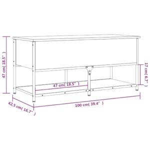 vidaXL Förvaringsbänk brun ek 100x42,5x47 cm konstruerat trä - Bild 12