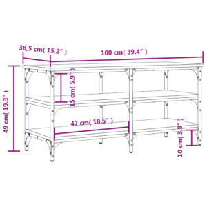 vidaXL Skobänk sonoma-ek 100x38,5x49 cm konstruerat trä - Bild 10