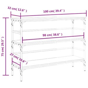 vidaXL Avlastningsbord rökfärgad ek 100x32x75 cm konstruerat trä - Bild 10