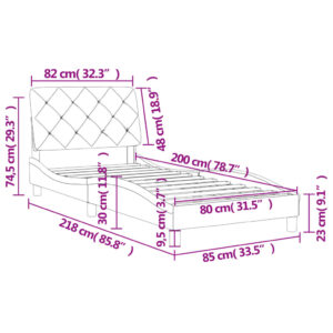 vidaXL Sängram med huvudgavel mörkgrå 80x200 cm sammet - Bild 12