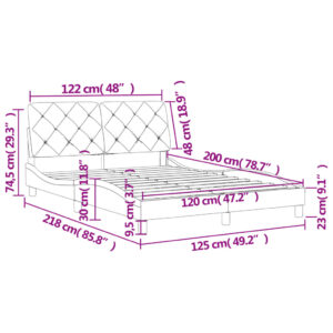 vidaXL Sängram med huvudgavel mörkgrå 120x200 cm sammet - Bild 12