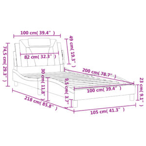 vidaXL Sängram med huvudgavel brun 100x200 cm konstläder - Bild 12